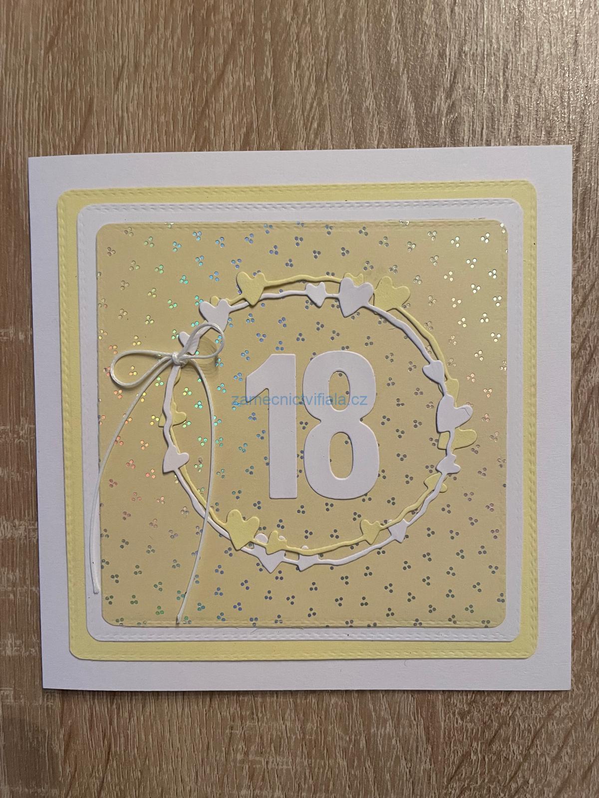 Přáníčko 18 žluté kruh