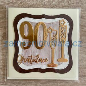 Přáníčko 90 zlaté gratulace + šampaňské