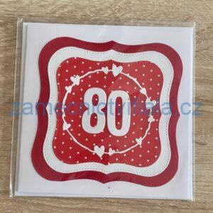 Přáníčko 80 červené kruh