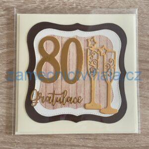 Přáníčko 80 zlaté gratulace + šampaňské