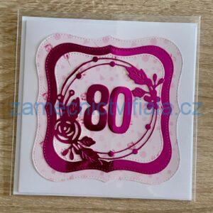 Přáníčko 80 růžové kruh