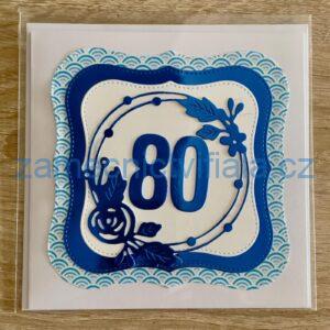 Přáníčko 80 tmavě modré kruh