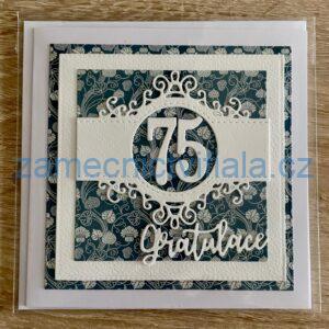 Přáníčko 75 šedo-bílé