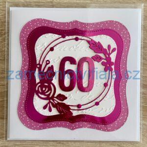 Přáníčko 60 růžové kruh