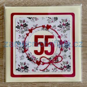 Přáníčko 55 červené kruh