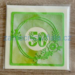 Přáníčko 50 zelené kruh