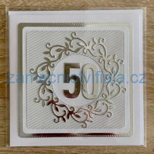 Přáníčko 50 bílé kruh