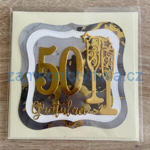 Přáníčko 50 zlaté šampaňské