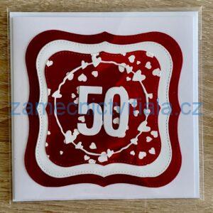 Přáníčko 50 červené kruh