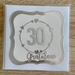 Přáníčko 30 šedo-bílá kruh