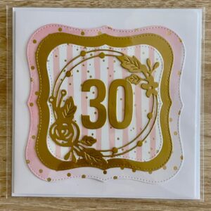 Přáníčko 30 zlato-růžová kruh