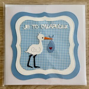 Přáníčko narození miminka motiv čáp