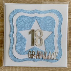 Přáníčko 18 modrá gratulace hvězda
