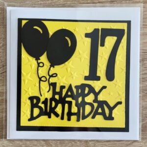 Přáníčko 17 žluté happy birthday