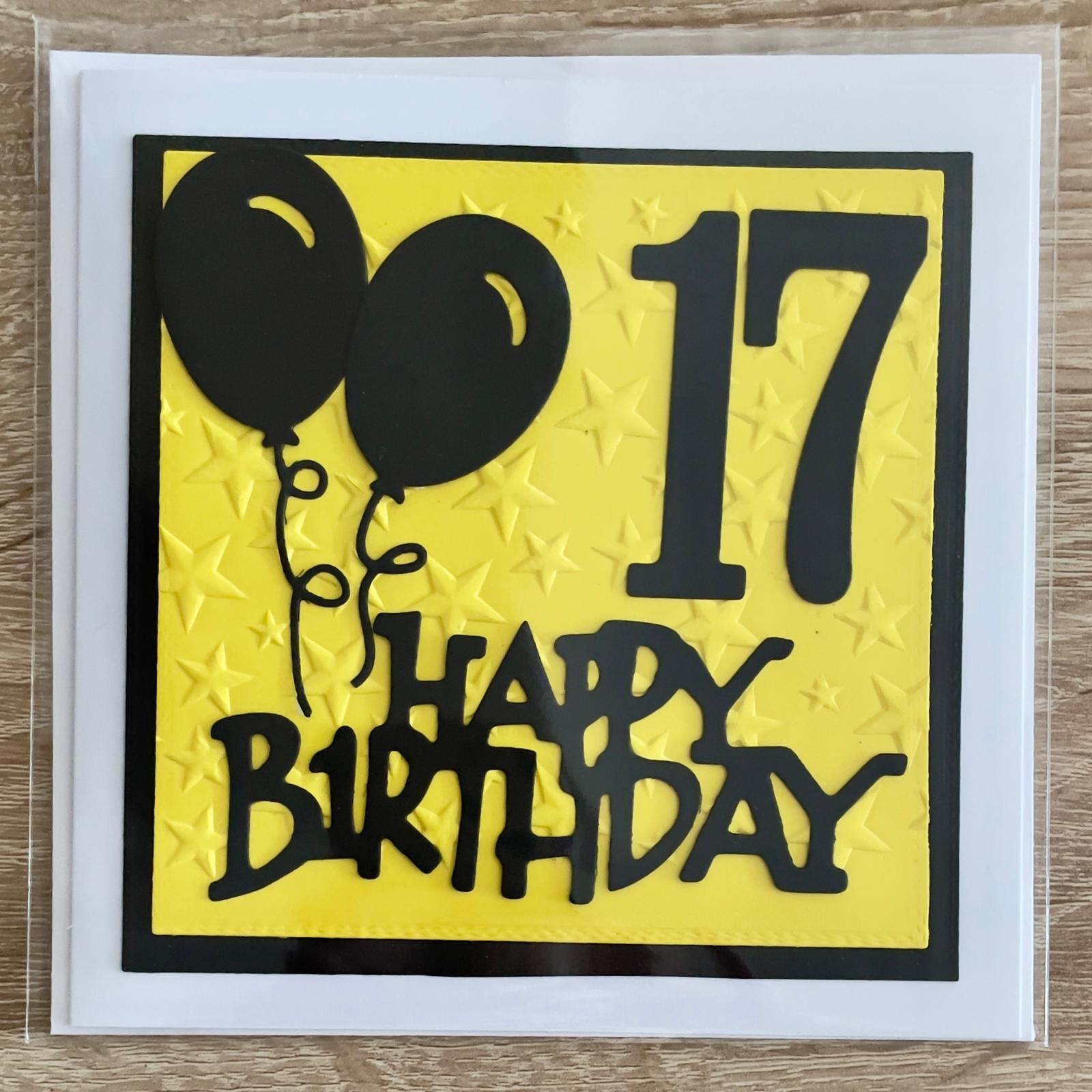 Přáníčko 17 žluté happy birthday